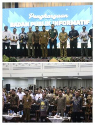 Ketua DPRD Provinsi Lampung Ahmad Giri Akbar bersama Ketua Komisi I DPRD Provinsi Lampung Garinca Reza Pahlevi menghadiri Anugerah Keterbukaan Informasi Publik Tingkat Provinsi Lampung Tahun 2025